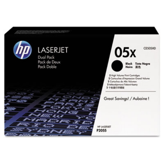 Picture of HP 05X, (CE505X-D) 2-Pack High-Yield Black Original LaserJet Toner Cartridges