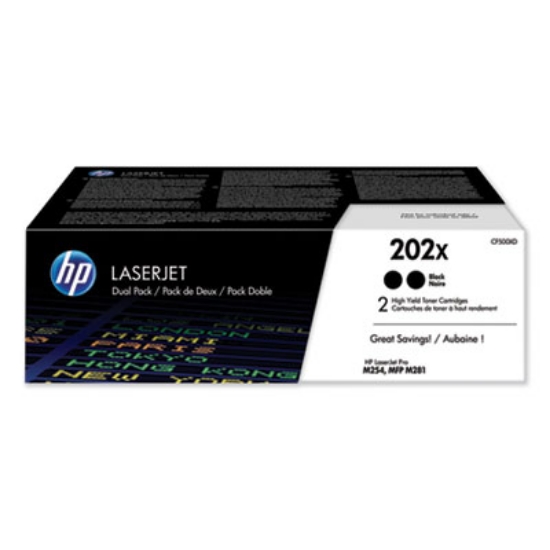 Picture of HP 202X, (CF500X-D) 2-Pack High-Yield Black Original LaserJet Toner Cartridges