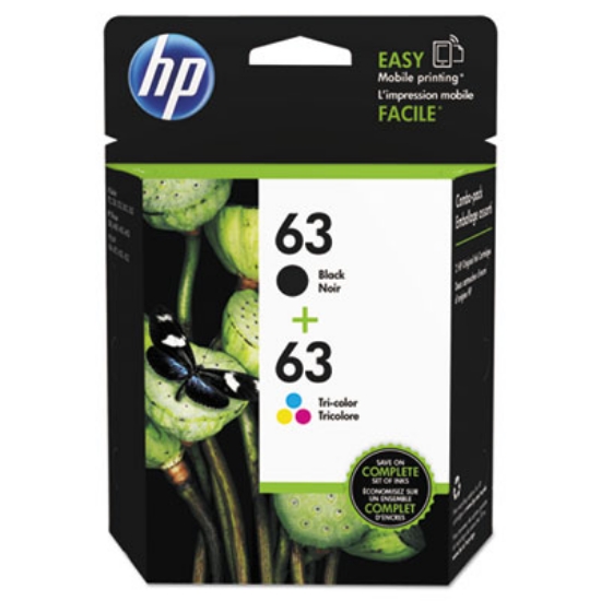 Picture of HP 63, (L0R46AN) 2-Pack Black/Tri-Color Original Ink Cartridges