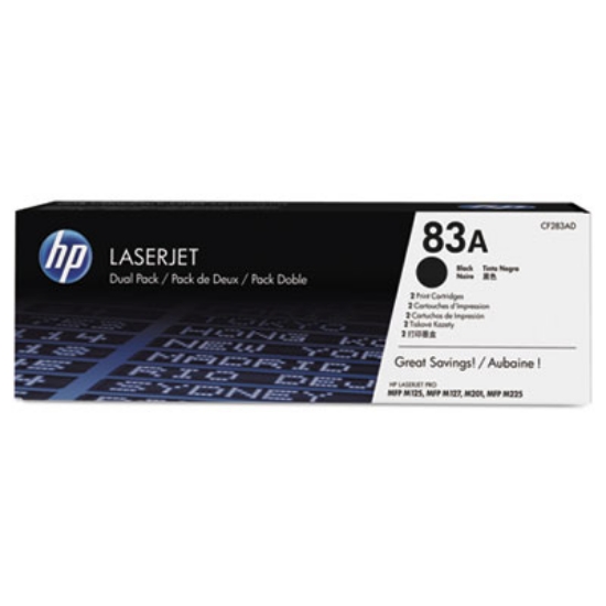 Picture of HP 83A, (CF283A-D) 2-Pack Black Original LaserJet Toner Cartridges