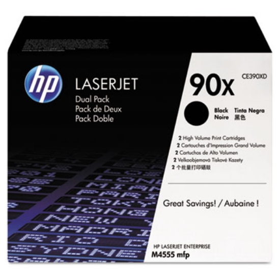 Picture of HP 90X, (CE390X-D) 2-Pack High-Yield Black Original LaserJet Toner Cartridges